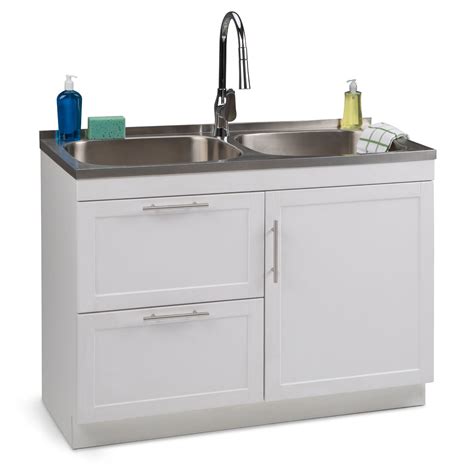 laundry cabinet with faucet and stainless steel sink|stainless steel laundry utility sink.